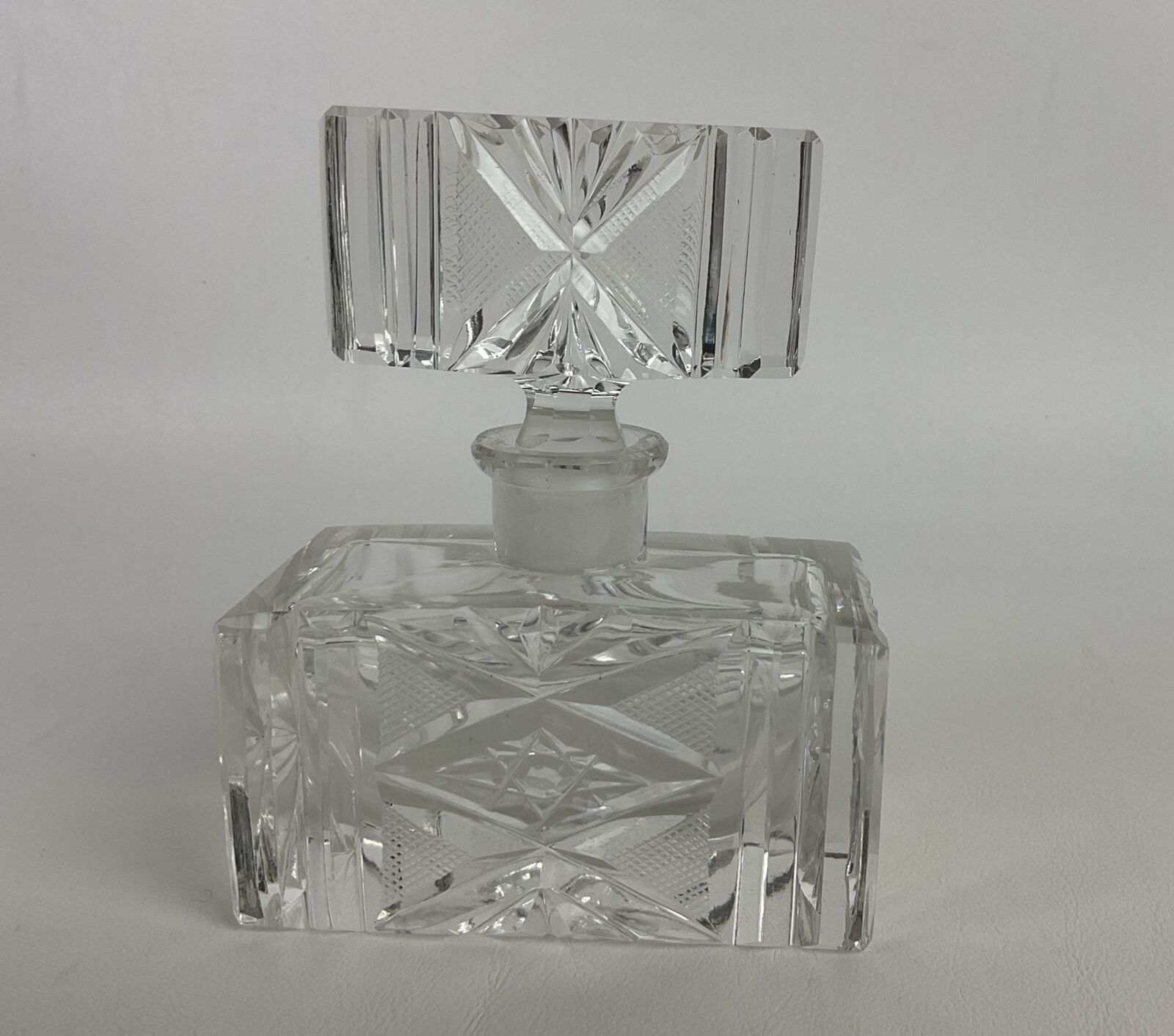 Classic Vintage Heavy Czech Glass Cut Crystal Perfume Bottle