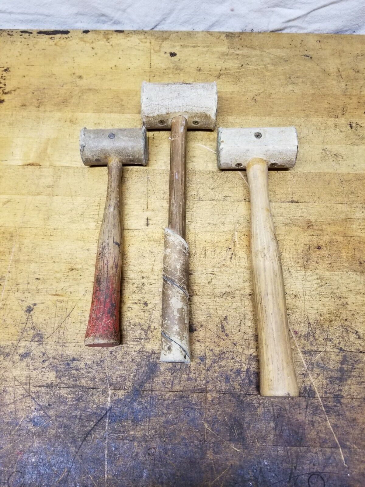 Set Of 3 Rolled Rawhide Hammers Mallets