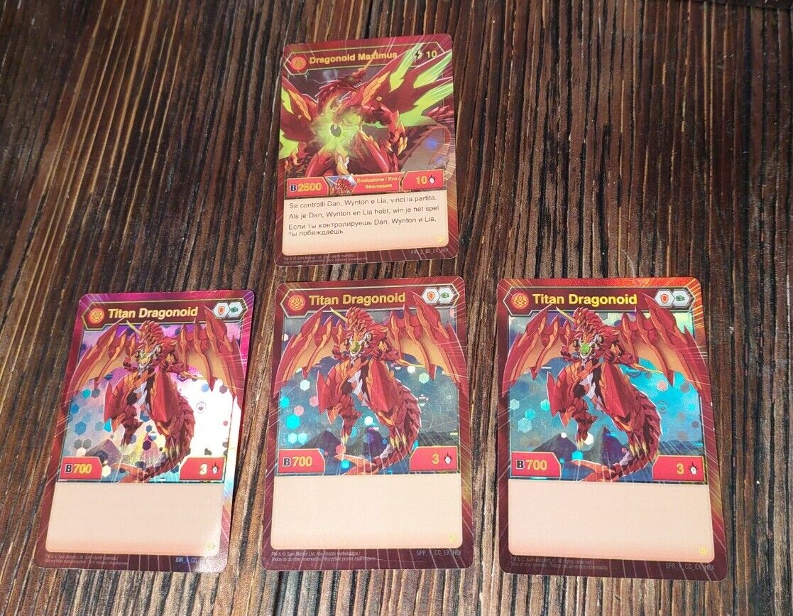 Bakugan Battle Brawlers Card 1x Dragonoid Maximus B2500 3x Titan Dragonoid B700 