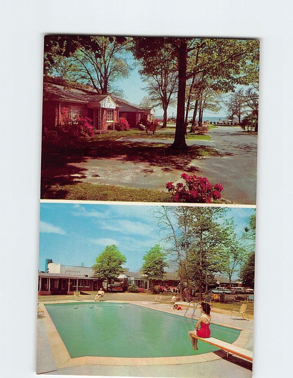 Postcard Bel Mar Hotel Entrance & Pool Area  Biloxi Mississippi USA