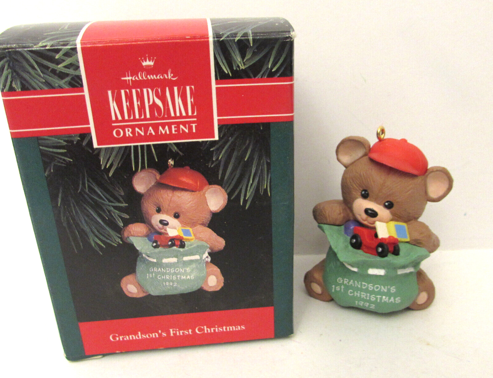 1992 Hallmark Ornament Grandson\'s First Christmas Teddy Bear