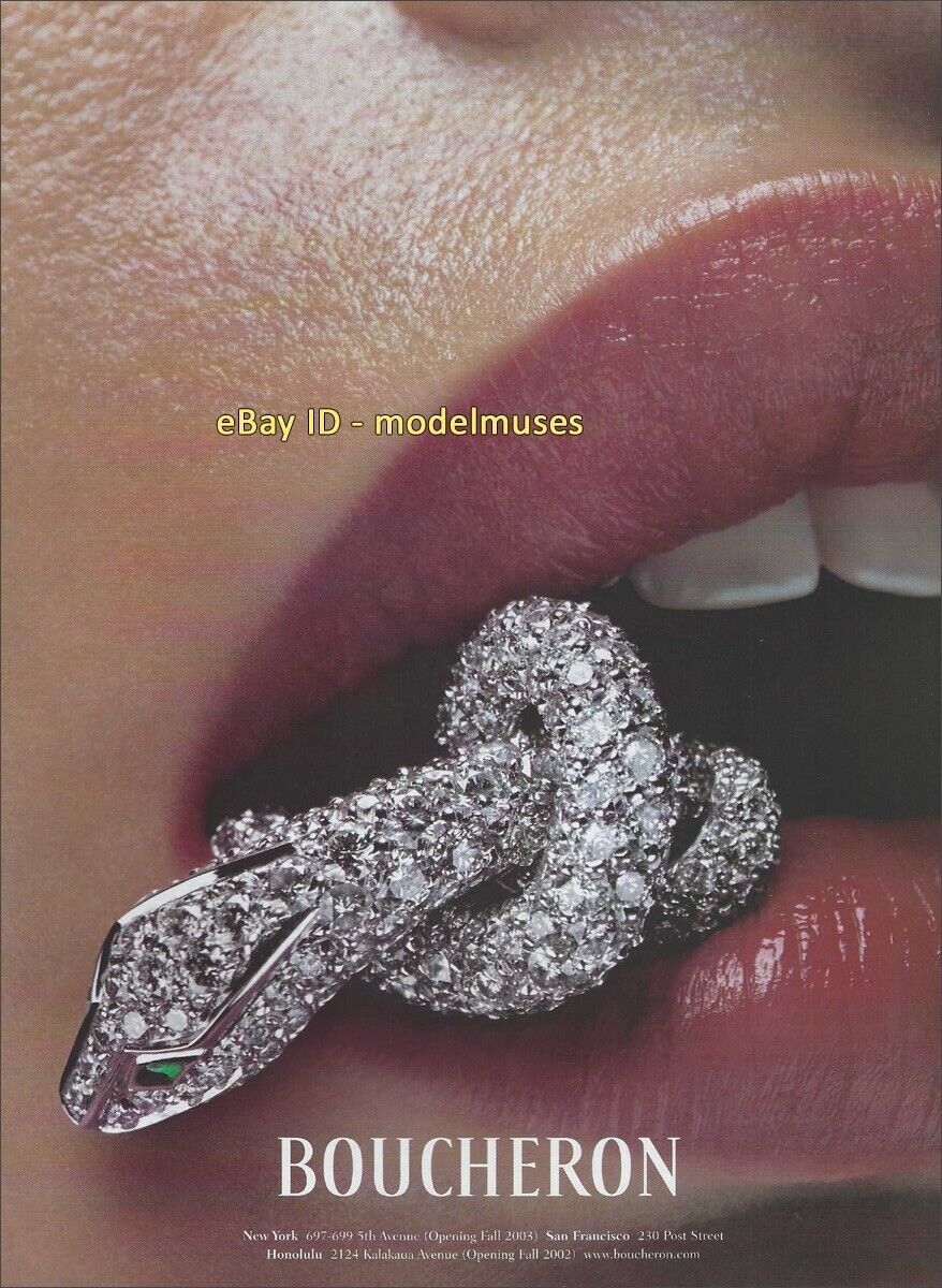 $3.00 PRINT AD - BOUCHERON Fine Jewelry Fall 2002 woman\'s mouth lips 1-Page