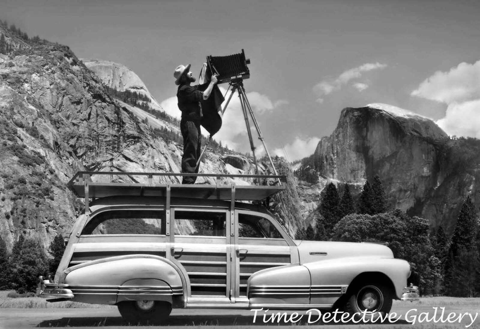 Ansel Adams at Half Dome, Yosemite, California - 1942 - Historic Photo Print