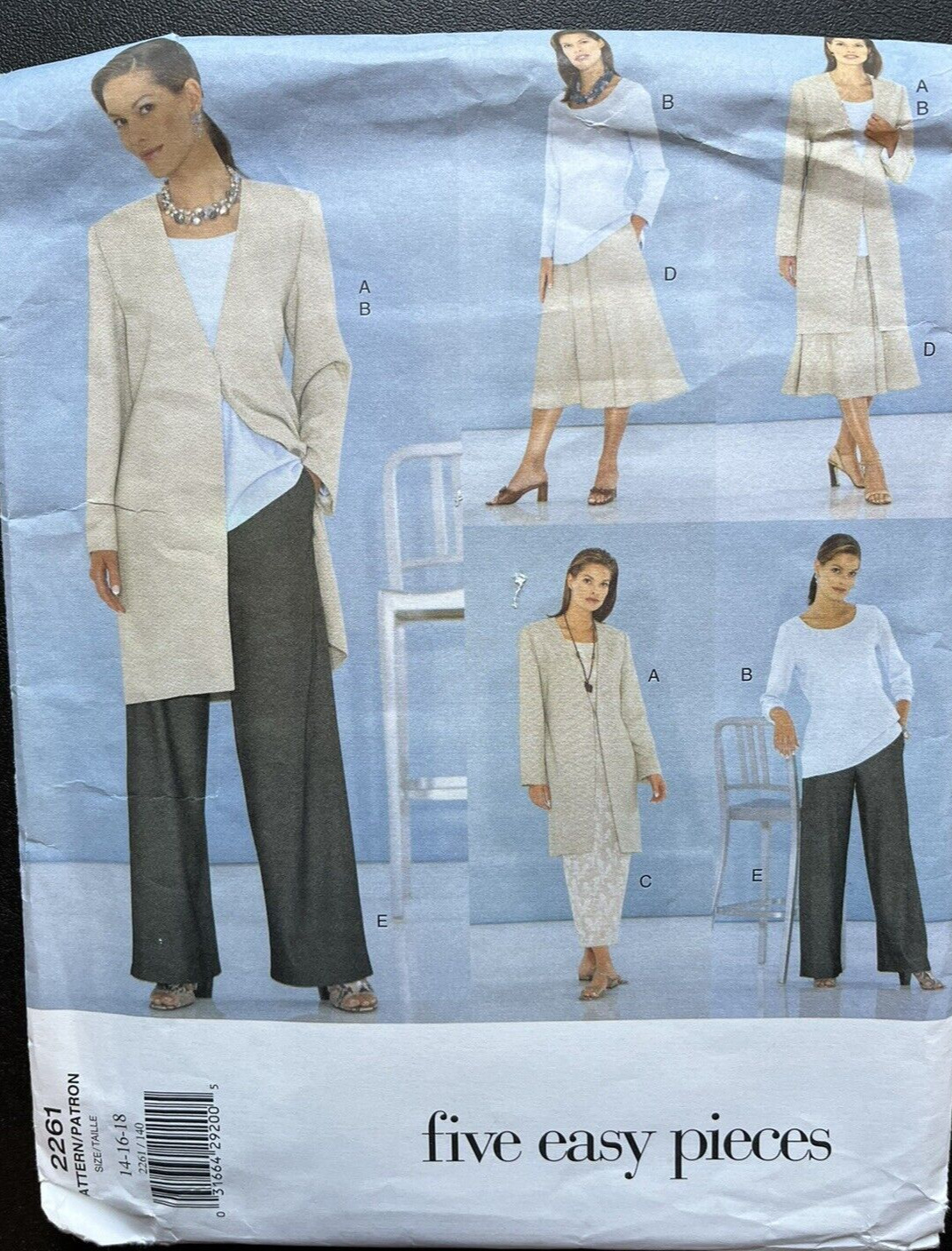 Vogue 5 Easy Pieces Wardrobe Pattern 2261 Uncut 14-18 Jacket 5pc🧵