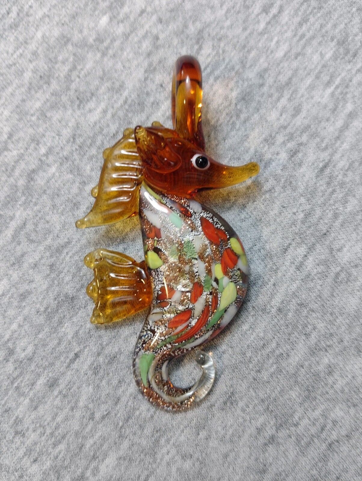 Vintage Handmade Art Glass Seahorse Pendant / Sun Catcher / Window Hanging