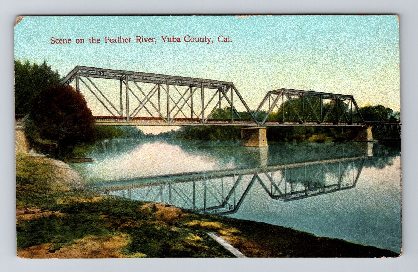 Yuba County CA-California, Scene on the Feather River, Vintage Postcard