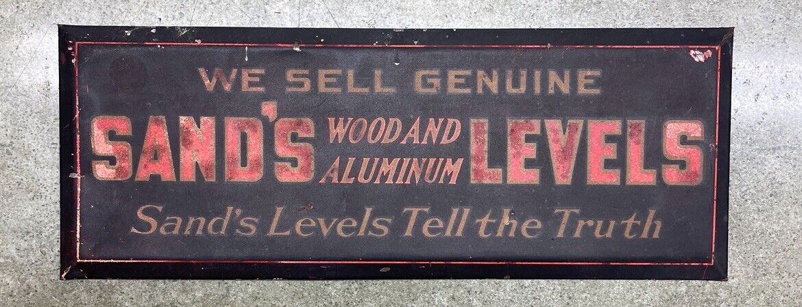 Vintage Sands Level Metal Store Sign 9”x3-1/2