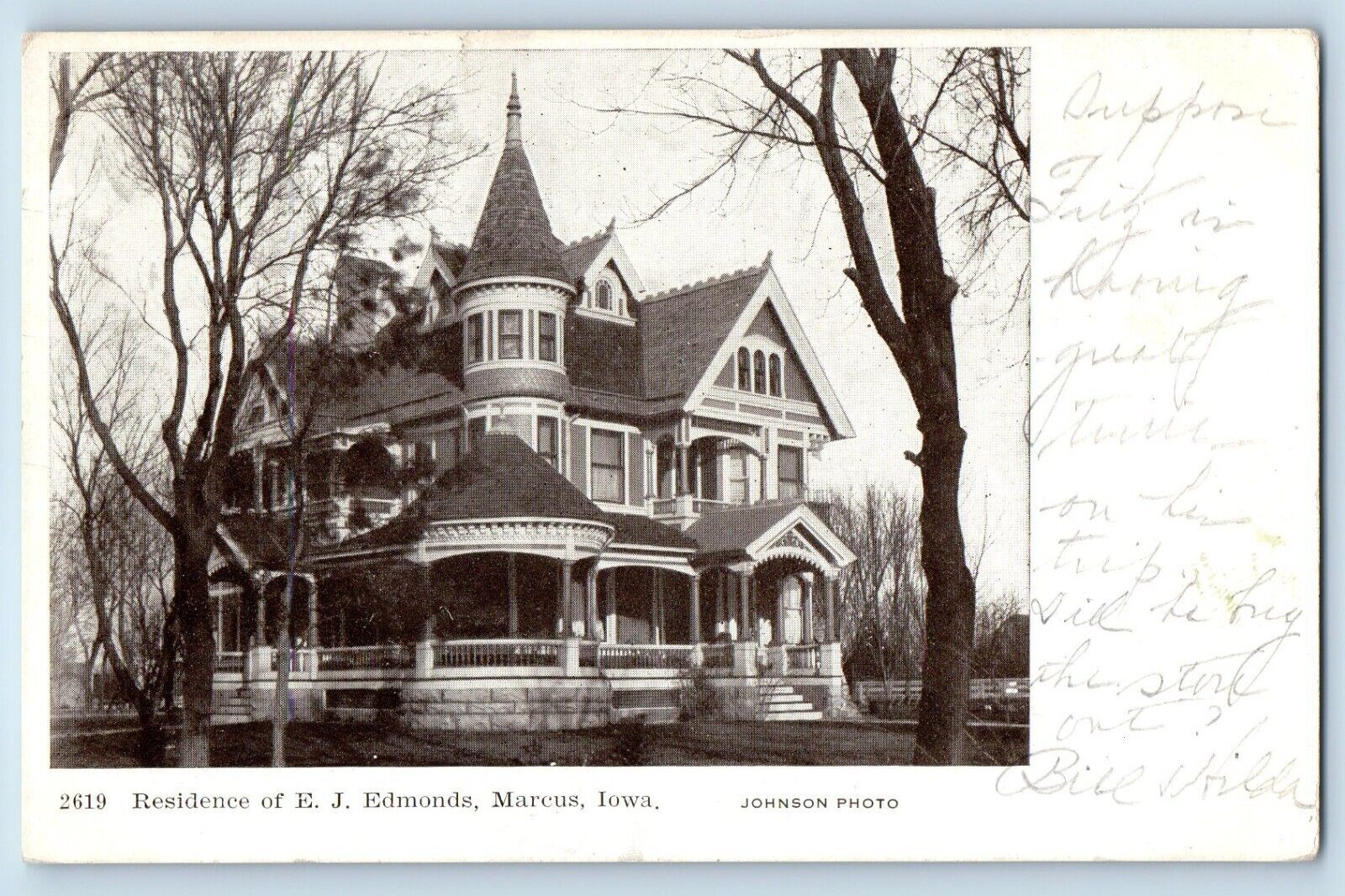 Marion Iowa IA Postcard View Residence Of E.J. Edmonds Home House 1909 Antique