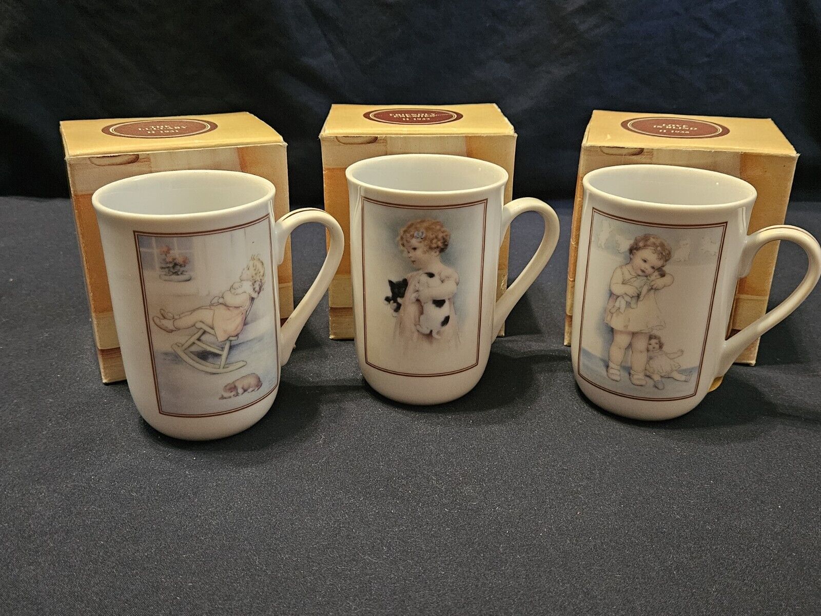 Set/3 Bessie Pease Guttmann 10 Oz. Collectible Tea/Coffee Mugs W/ Pics & Poems