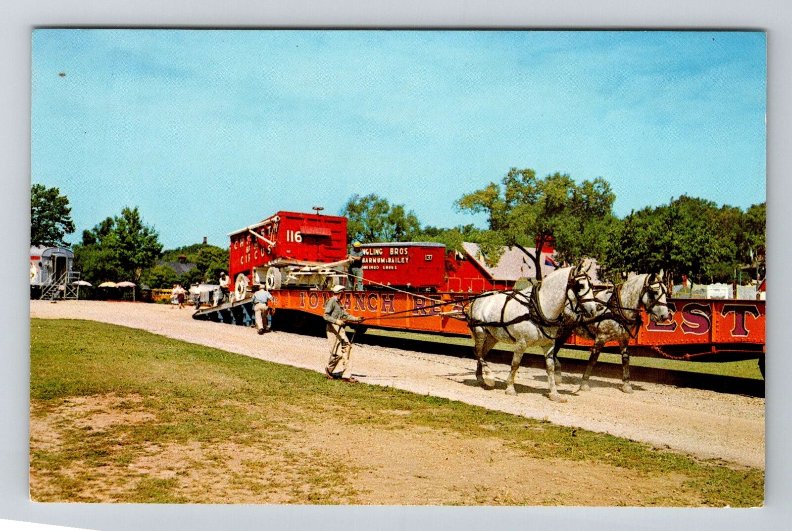 Baraboo WI-Wisconsin, Loading Circus Train, Circus World, Vintage Postcard