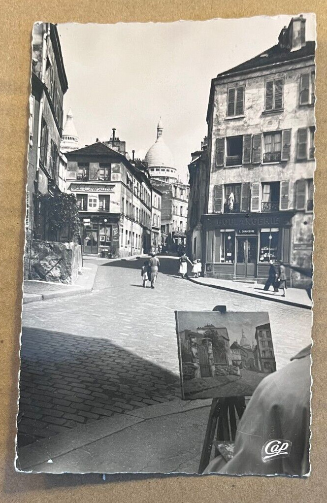 VINTAGE 1954 USED REAL PHOTO POSTCARD - NORVINS STREET, PARIS, FRANCE