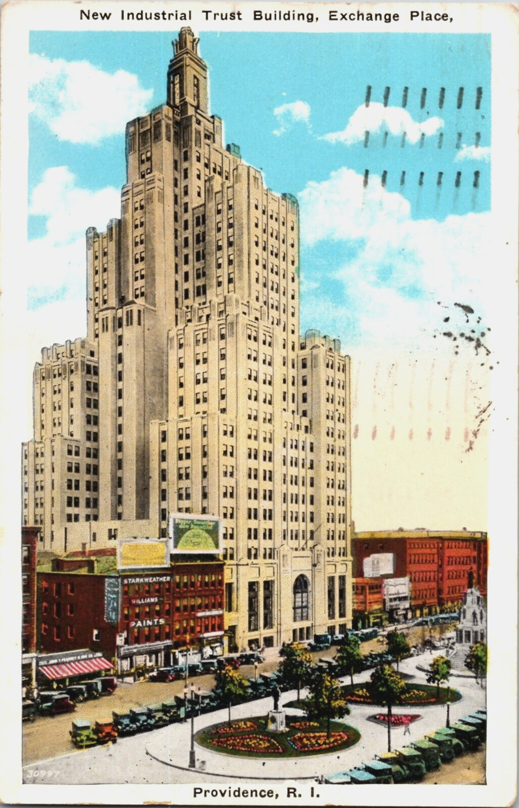 1933 Providence RI Postcard Industrial Trust Building Exchange Posted