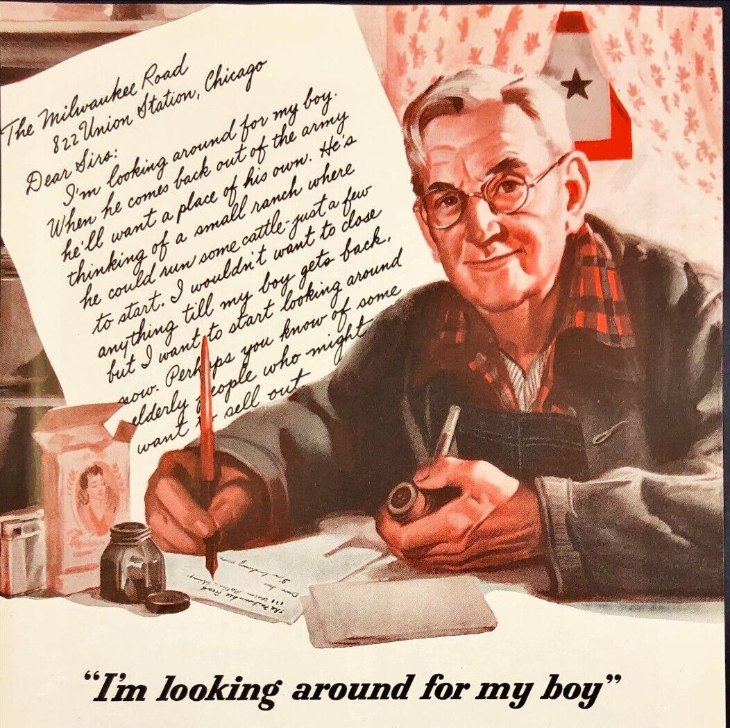 1945 The Milwaukee Road Railroad Agricultural Agents Helping Vintage Print Ad