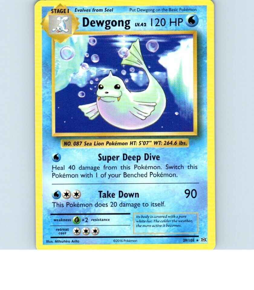 2016 Dewgong Lv42 29/108 Pokémon Card