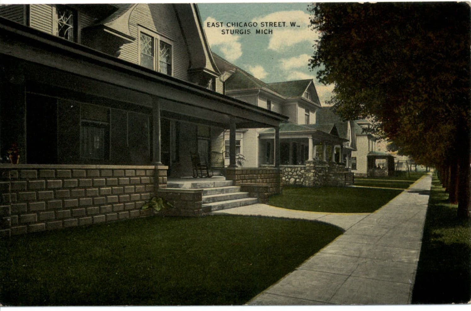 Homes on East Chicago Street ~ Sturgis Michigan MI ~ c1910 postcard