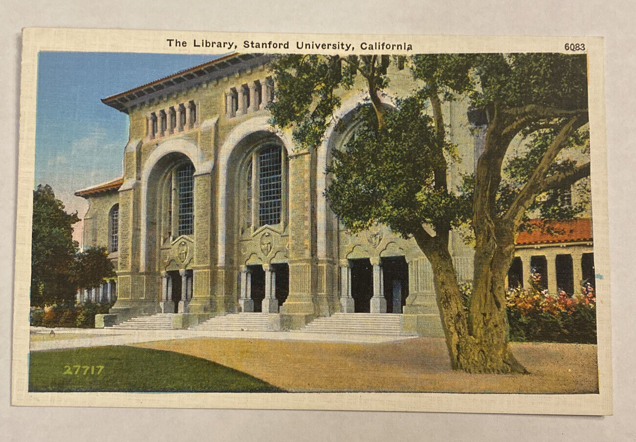 Vintage Postcard, The Library, Stanford University, CA