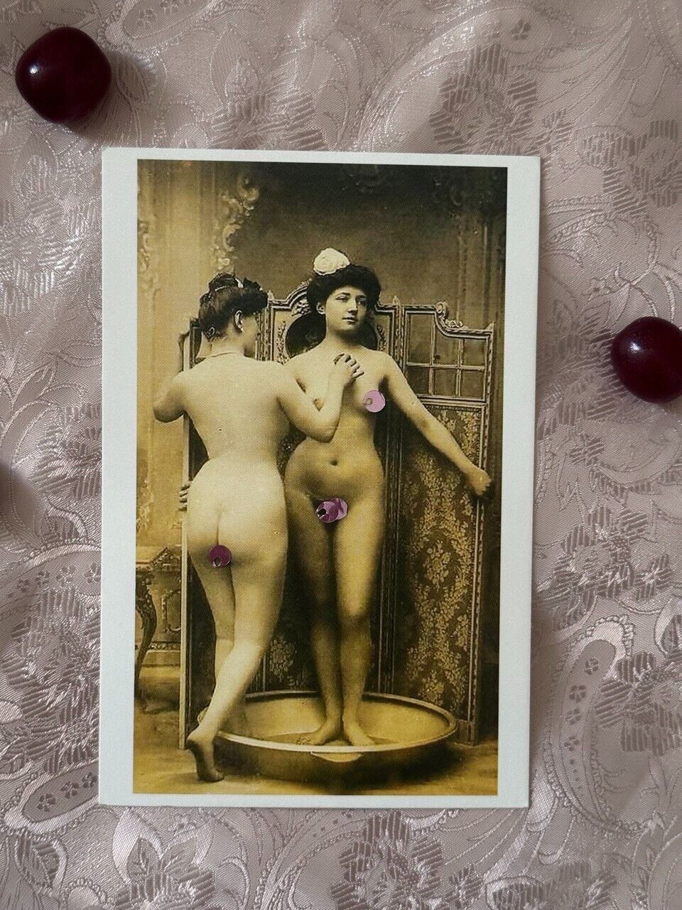 Vintage erotic photo - Spanking Lesbians - early 1900´s REPRODUCTION PRINT