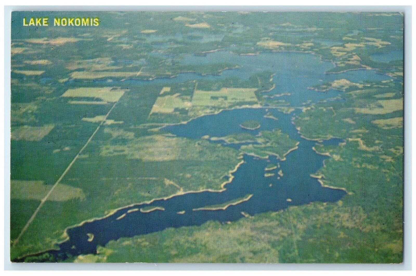 1972 Aerial View Lake NoKomis Tomahawk Wisconsin Posted Vintage Antique Postcard