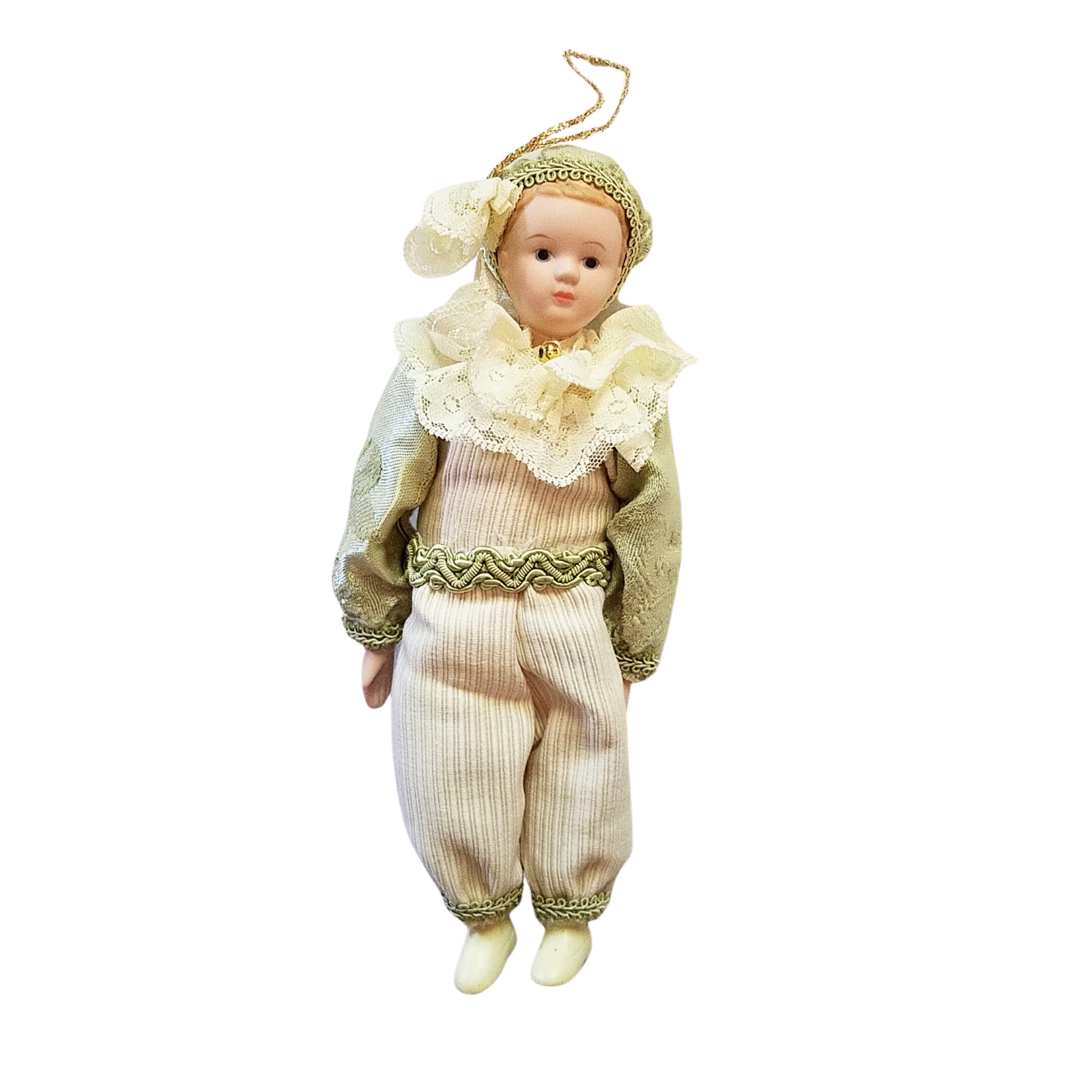 Vintage Fortunoff’s Porcelain Victorian Child Boy Doll Ornament Beige 7.50”