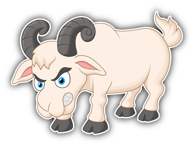 Goat Cartoon Angry Car Bumper Sticker Decal 5\