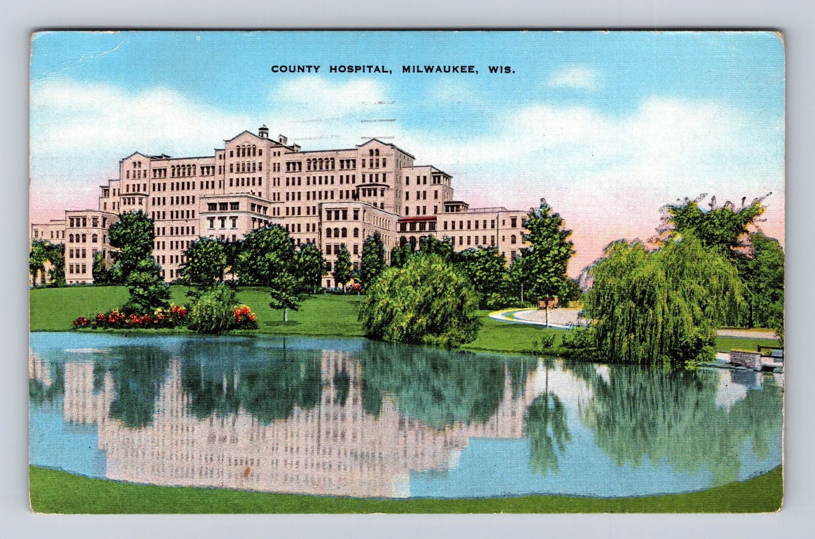 Milwaukee WI-Wisconsin, Panoramic View County Hospital, Vintage c1942 Postcard