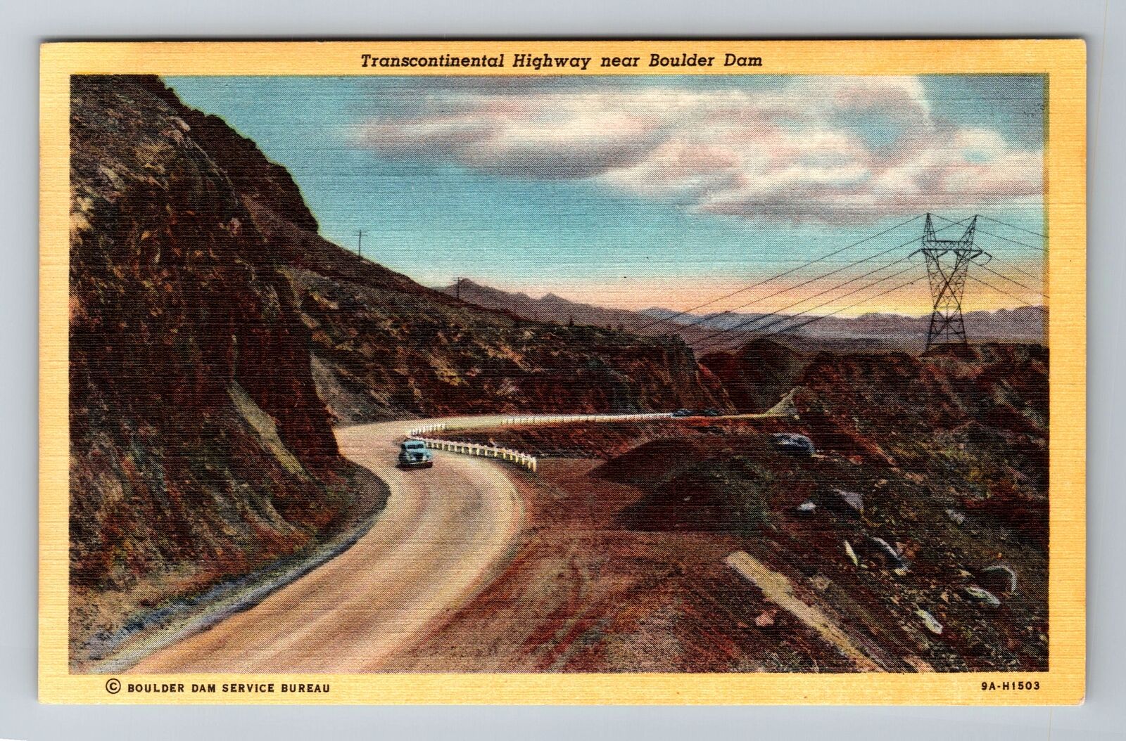 AZ-Arizona, Transcontinental Highway Near Boulder Dam, Antique Vintage Postcard