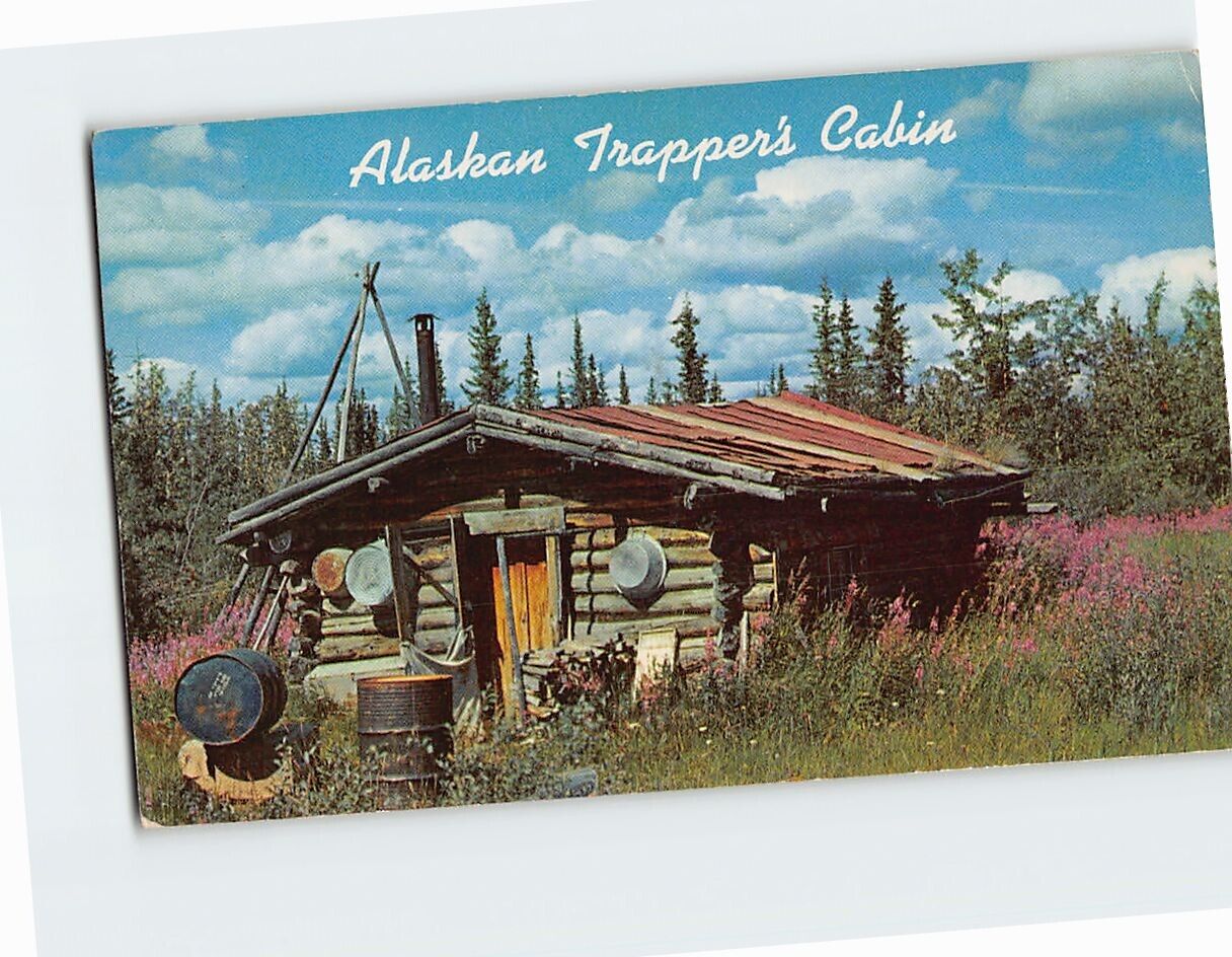 Postcard Alaskan Trappers Cabin Alaska USA