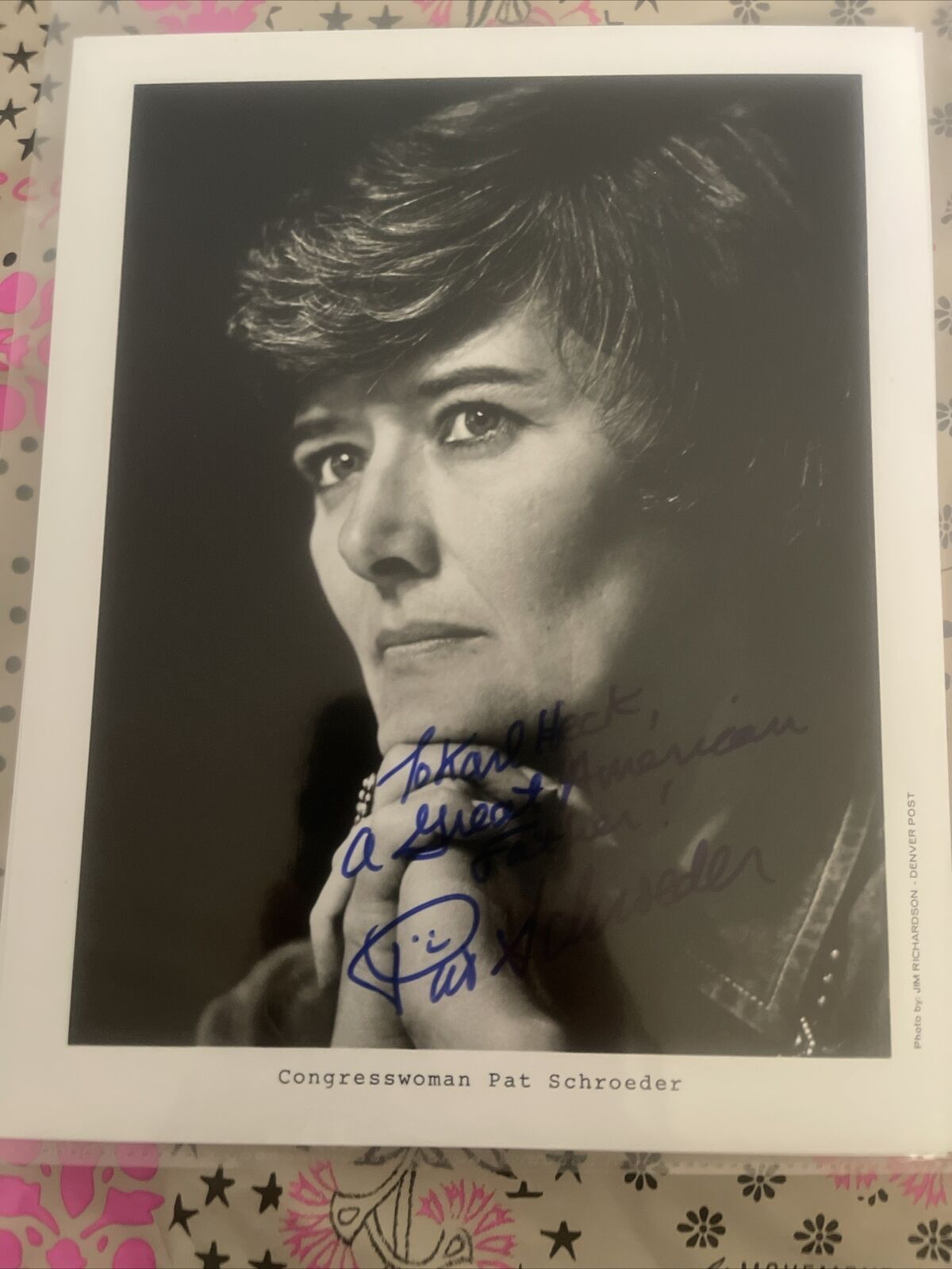 Congresswoman Colorado Pat Schroeder Writer Publisher Signed 8x10 Photo PFMLA 