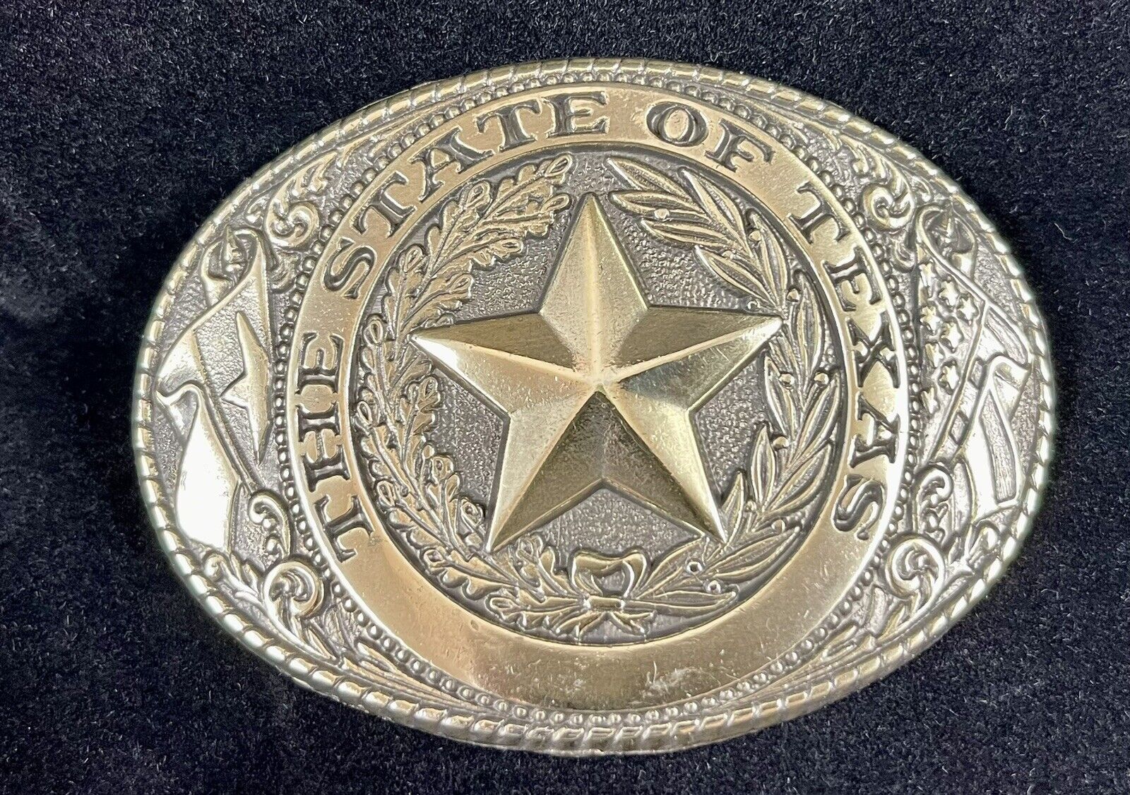 Vintage The State of Texas Belt Buckle Gold Tone USA Western Buckle Solid Brass