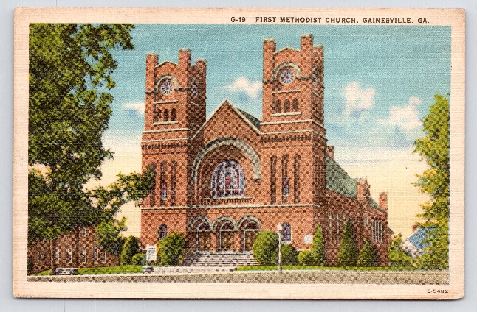 c1940s~Gainesville Georgia GA~First Methodist Church~Green St~Vintage Postcard