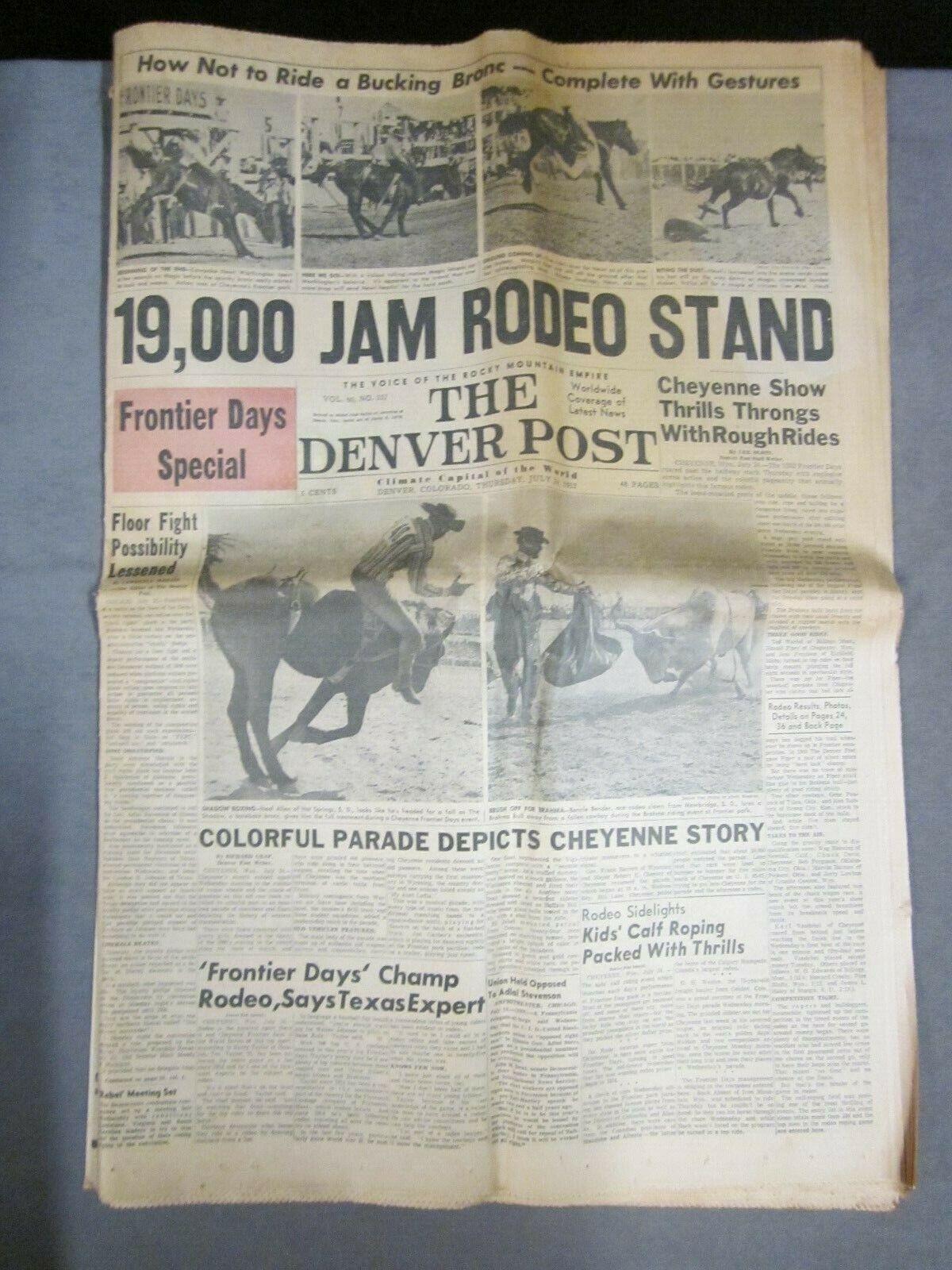 Denver Post   July 24   1952   19000 Jam Rodeo   Cheyenne Show Thrills 