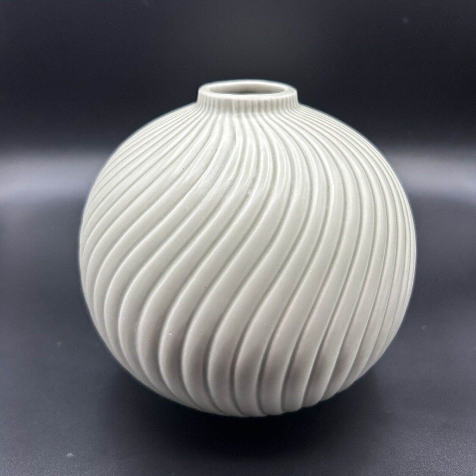 Vintage 1980s Fitz and Floyd Round Vase With Spiral Design Made in Japan