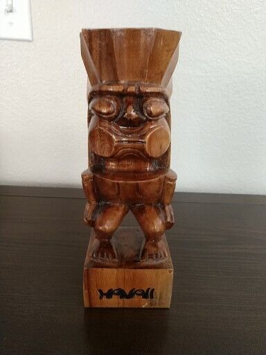 Vintage Hawaii Large Carved Wood Tiki Statue Decor