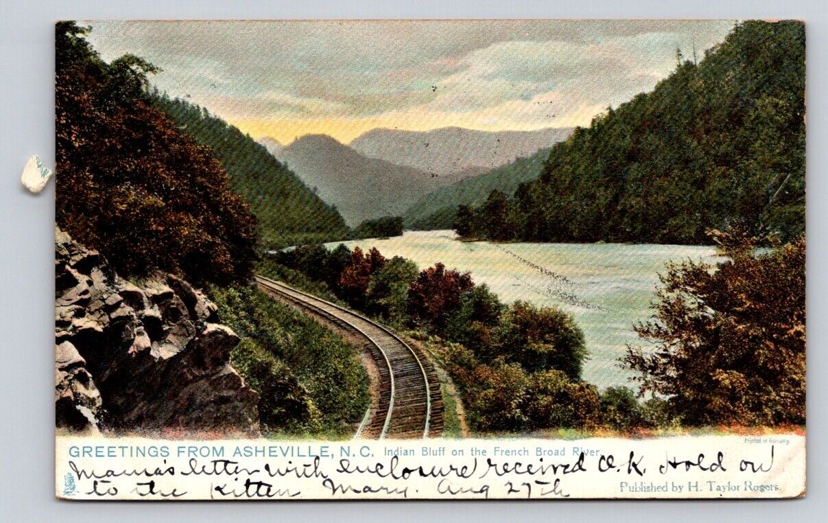 c1905 Tuck Taylor Rogers Bluff French Broad River Greetings Asheville NC P506A