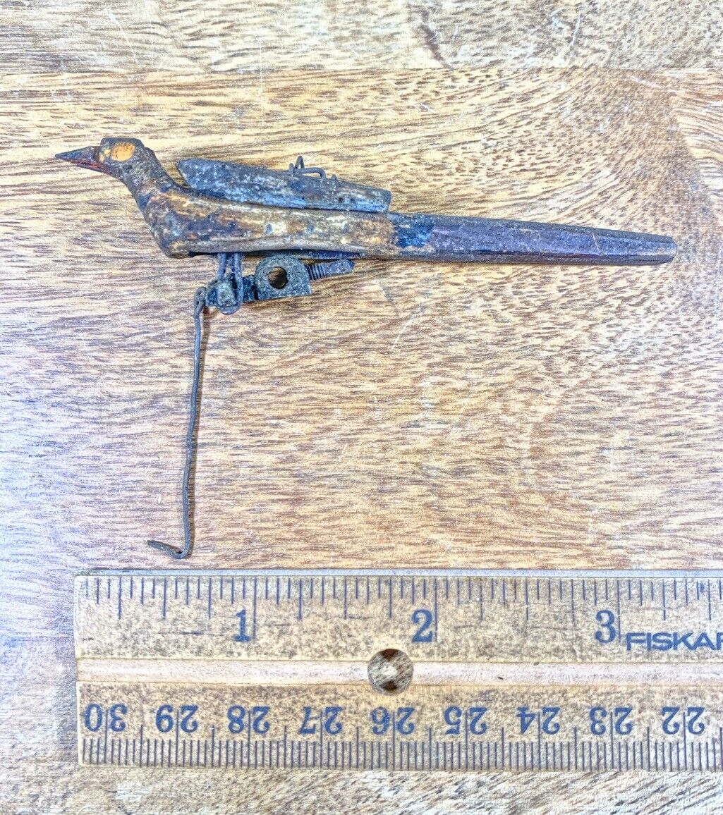 Antique 6 1/2 Inch Cuckoo Clock Bird 3 5/8 Inches Long (KD089)