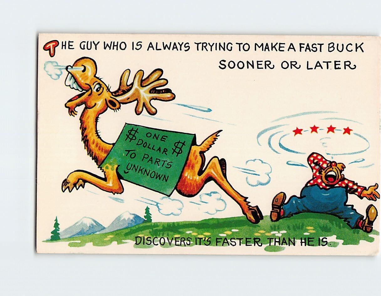 Postcard Buck and A Man Comic Humor Card