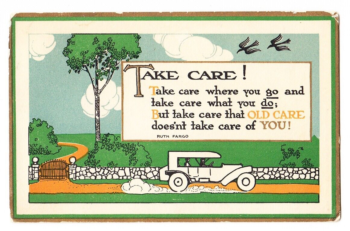 Riverside Cards, Comic Postcard, Old Car, \