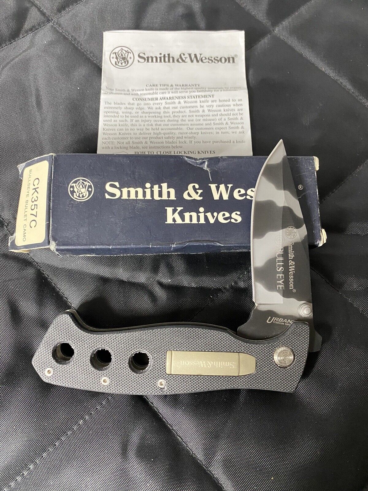 Vintage Old Retired Smith & Wesson CK 357C Bullseye Bullet Camo Pocket Knife NIB