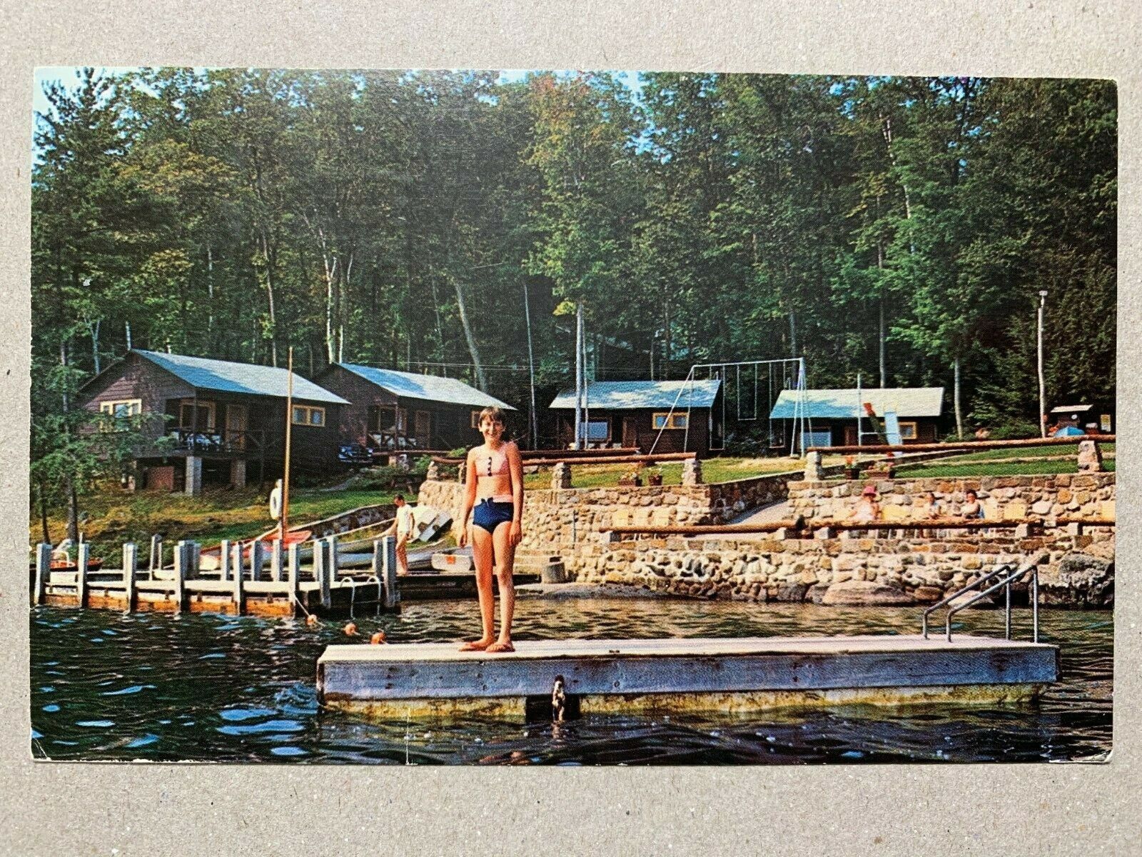 Postcard Bolton Landing NY - Candlelight Lodge - Lake Swimming