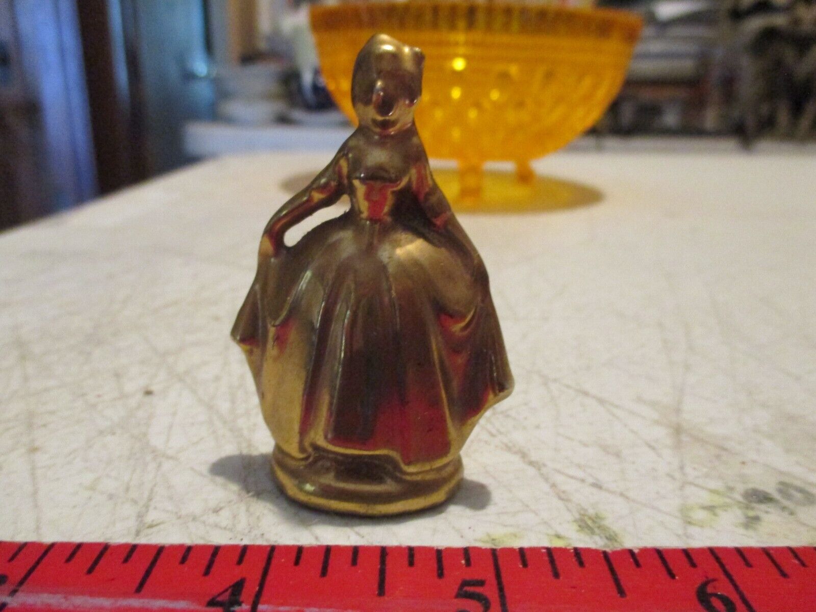 Vintage 1960\'S Miniature Porcelain Gold Lady Figurine, Japan