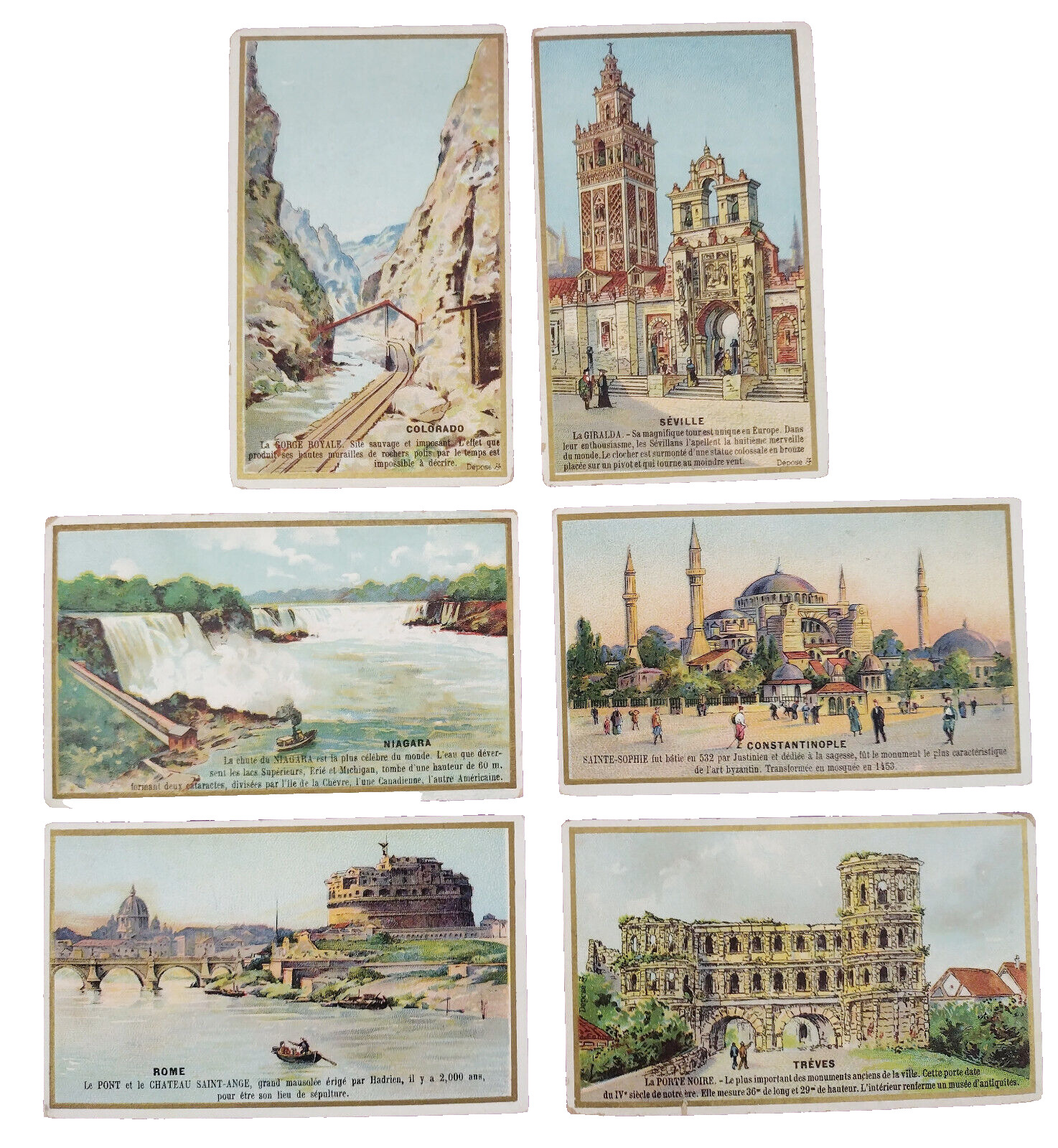 Lot of 6 Vintage Victorian French Advertising Trade Cards 1800s Scenic Rome