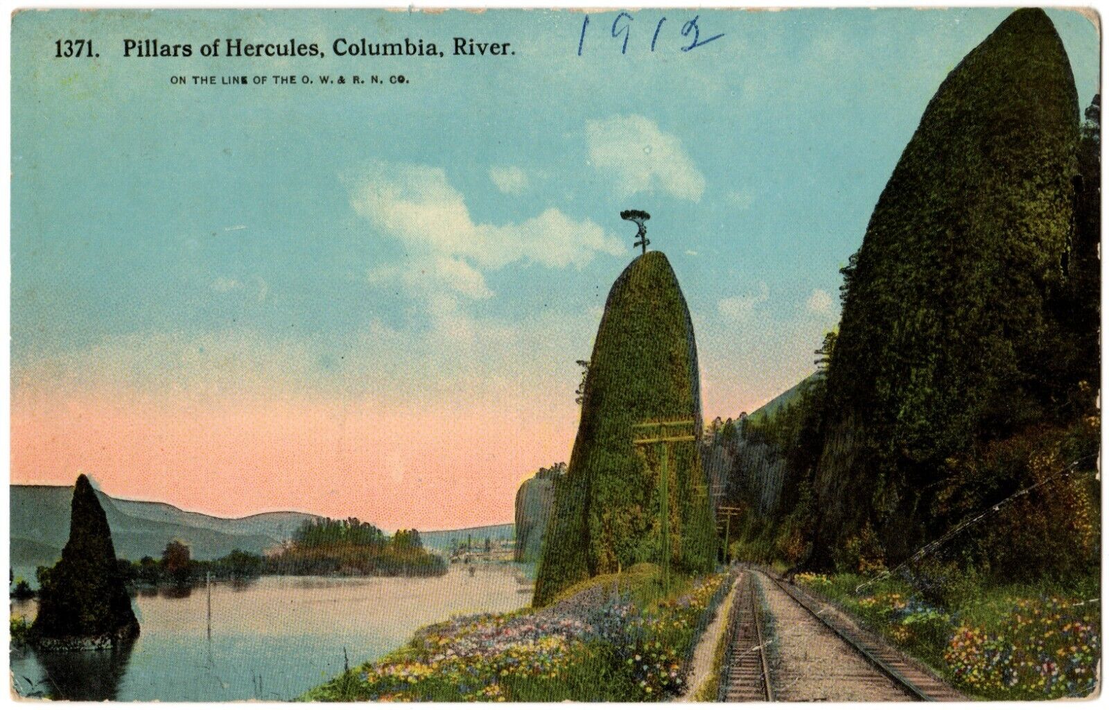 COLUMBIA RIVER, OR Pillars of Hercules (The Needles), OWR&N Line Oregon Postcard