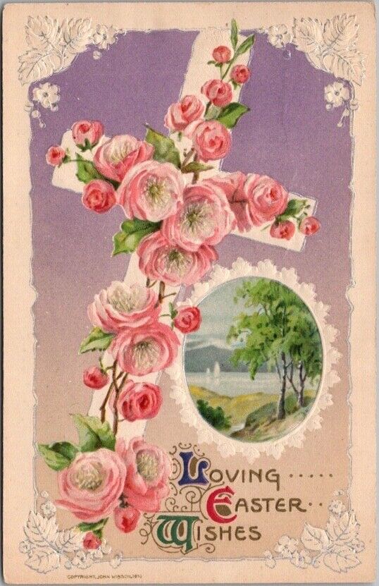 Vintage 1910s WINSCH Greetings Embossed Postcard \