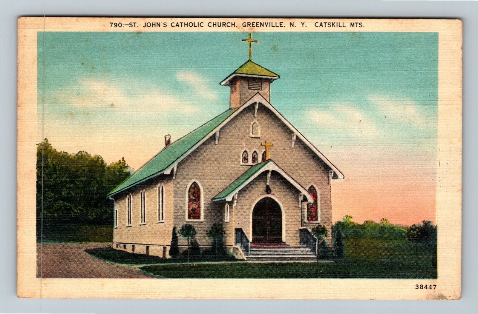 Greenville, NY-New York, St. John's Catholic Church, Vintage Postcard