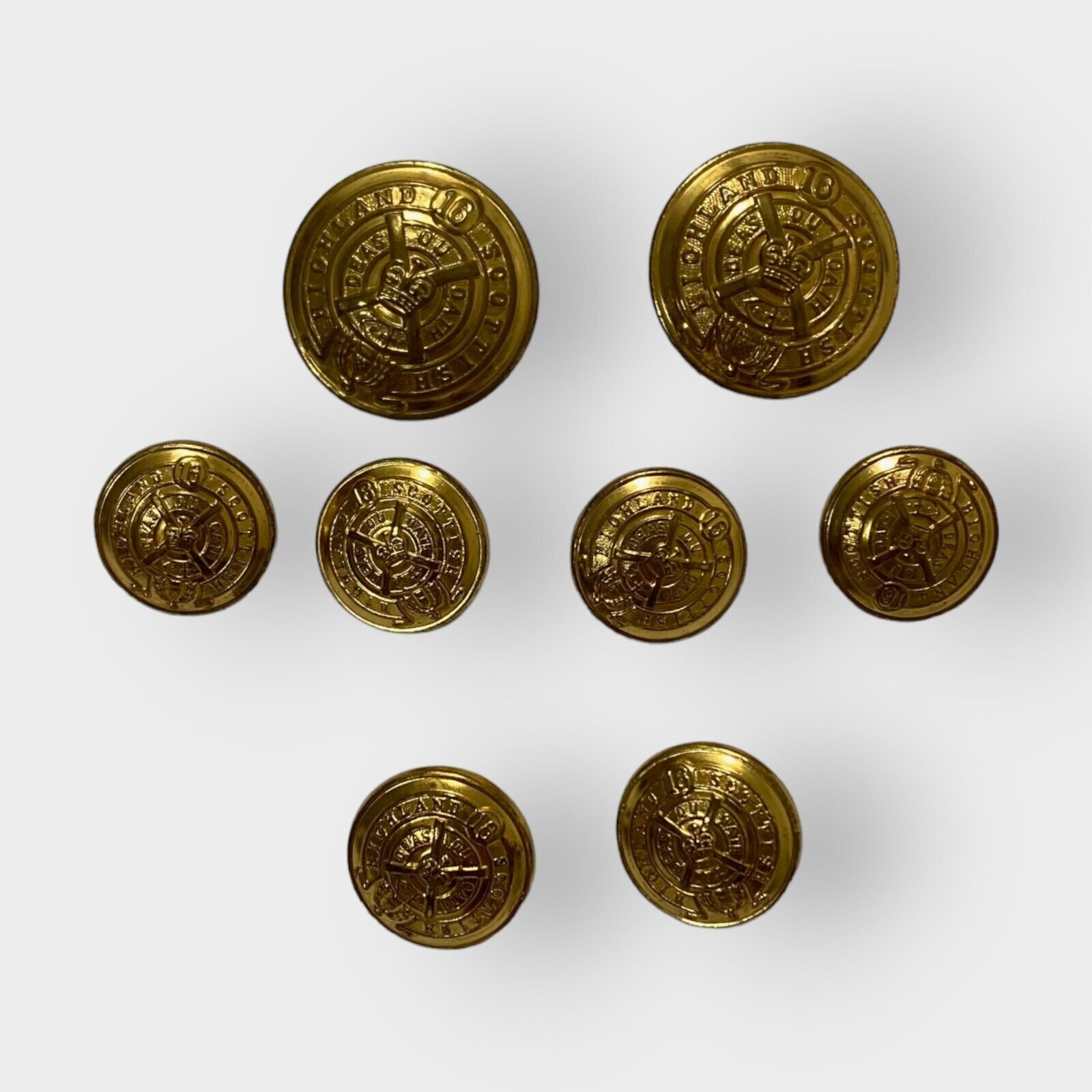 VTG | Scottish Highland 16th Inf Buttons | Set for Blazer | Gold Tone | Domed