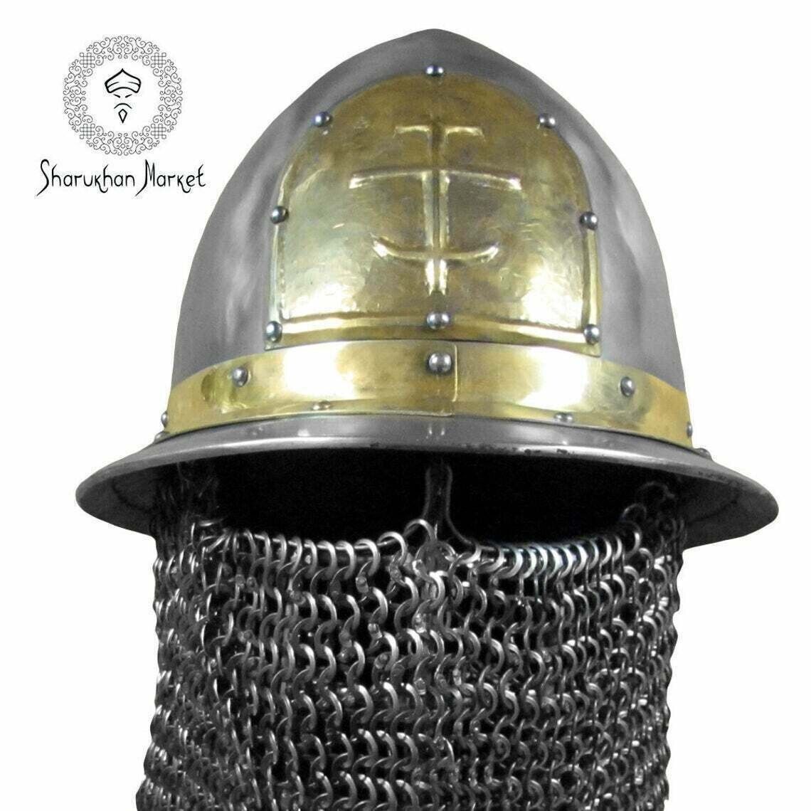 Medieval Norman Viking Armor Knight Steel Medieval Byzantine Kettle Hat Helmet