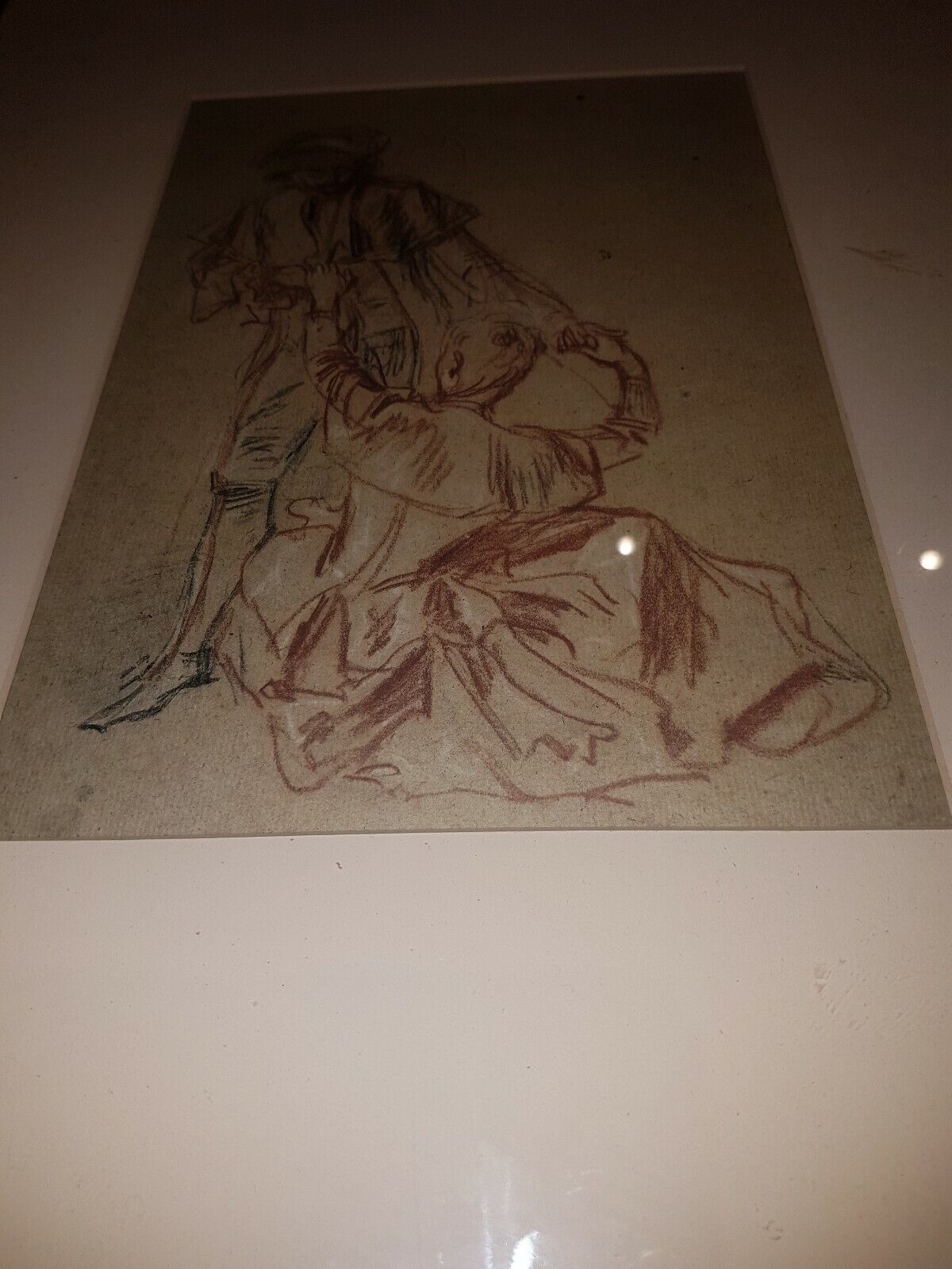 Antique Drawing Of A Dancing Couple-Copy Print After Jean Antoine Watteau-French