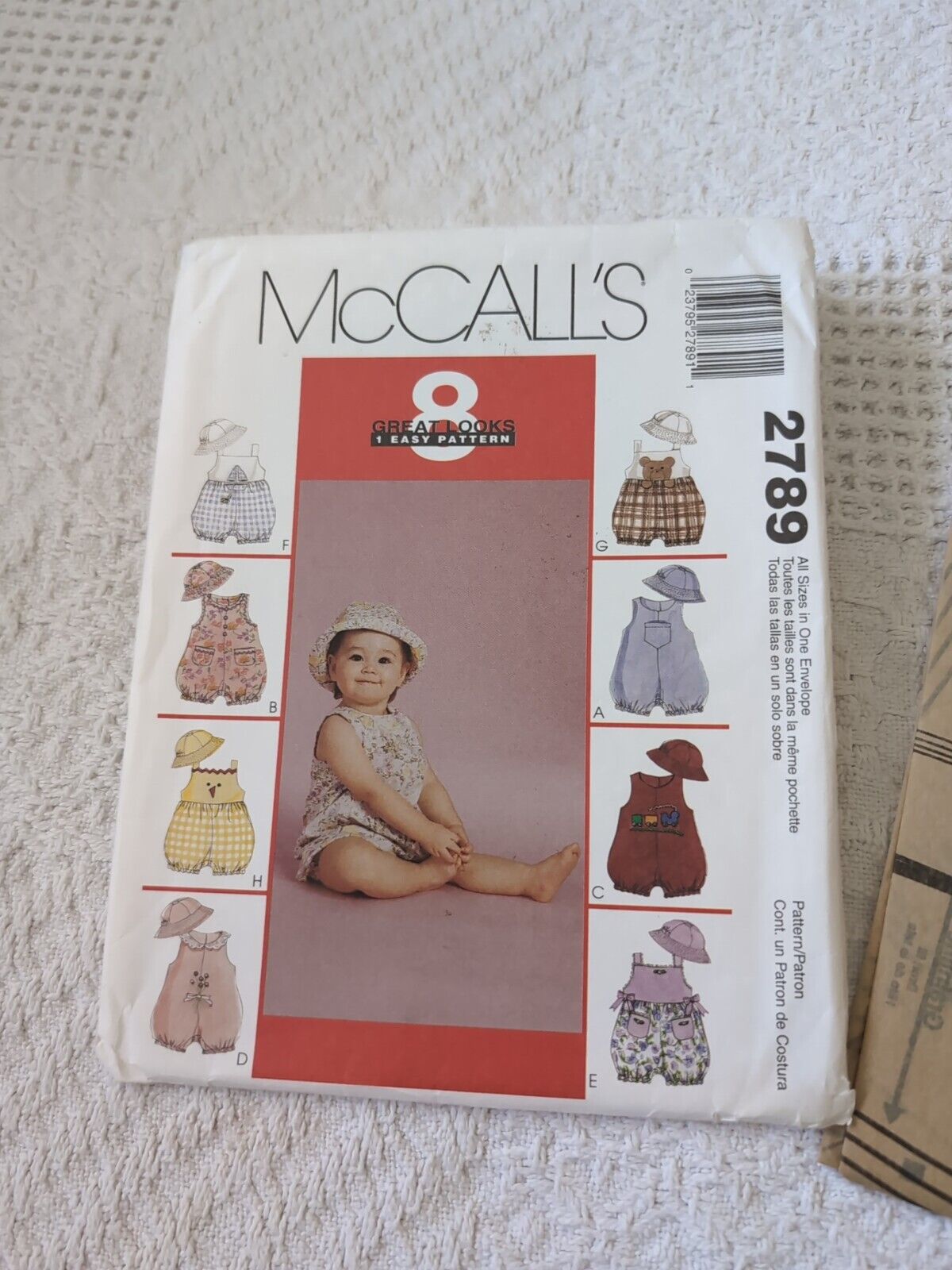 McCall\'s 2789 Infant\'s Rompers w/Snap Crotch & Hat Sew Pattern Sz S-XL 13-24 lbs