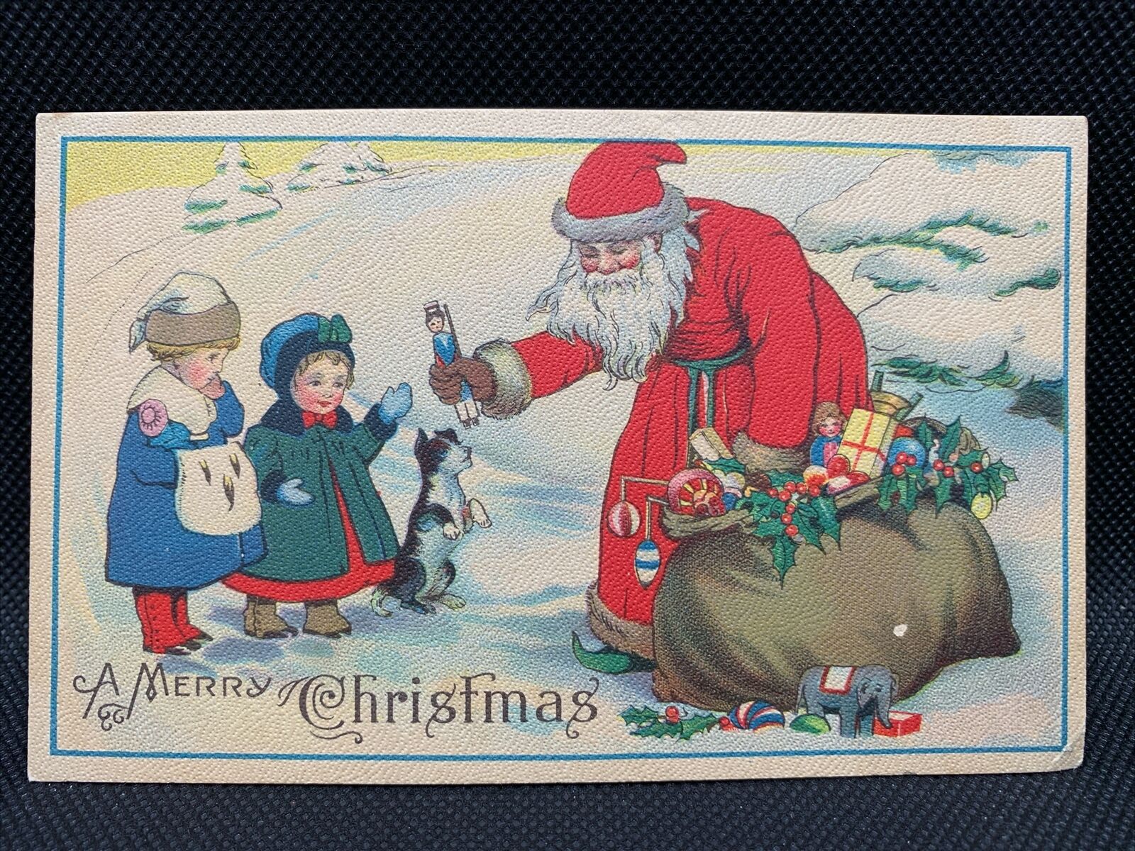 1920s SANTA CLAUS Children TOYS Dog CHRISTMAS Vintage Postcard Series 732