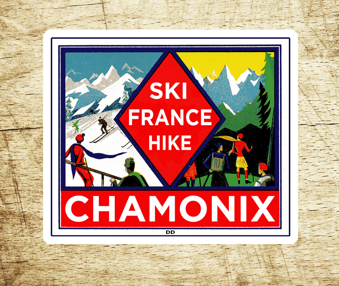 Chamonix France Skiing Vinyl Sticker Decal  3.25\
